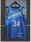 Nike Giannis Antetokounmpo 20-21 City Milwaukee Bucks Swingman Jersey In Blue - Lifestyle Photo