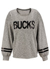 Women's G-III Touch Stadium Ground Rule Milwaukee Bucks Crewneck Sweatshirt In Grey - Front View