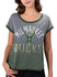 Women's Touch by G-III Touchdown Gradient Milwaukee Bucks T-Shirt In Grey - Front View On Model