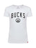 Women's Sportiqe Davis Tiempos Ball Milwaukee Bucks T-Shirt In White - Front View