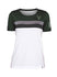 Women's New Era Throwback Stripe Milwaukee Bucks T-Shirt In White, Green & Grey - Front View