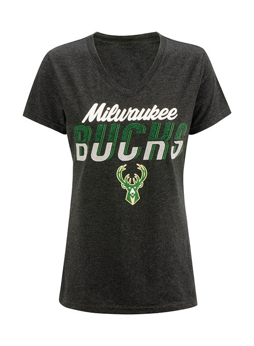 Women's G-III Fair Catch Milwaukee Bucks T-Shirt In Grey - Front View