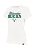 Women's '47 Brand Frankie Sandstone Moment Milwaukee Bucks T-Shirt In White & Green - Front View