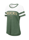 Women's Touch Setter Milwaukee Bucks T-Shirt In Green & White - Front View