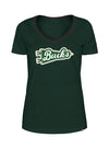Women's New Era V-Neck Gameday Flag Green Milwaukee Bucks T-Shirt