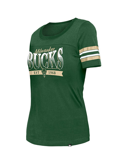 Women's New Era Athletic Stripes Green Milwaukee Bucks T-Shirt / Medium