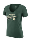 Women's Nike Dri-FIT Essential Logo Fir Milwaukee Bucks V-Neck T-Shirt
