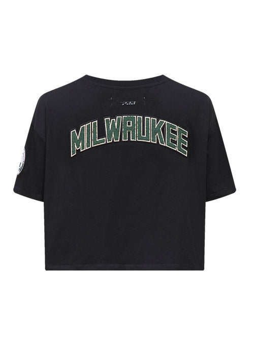 Women's Nike 2022 Statement Edition Courtside Boxy Milwaukee Bucks Crop  T-Shirt