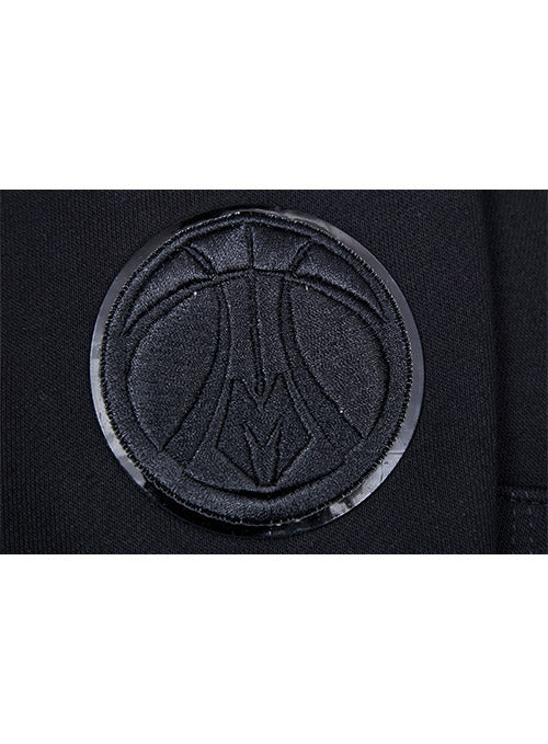 Women's Pro Standard Triple Black Milwaukee Bucks Hooded Sweatshirt In Black - Zoom View On Right Cuff Graphic
