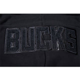 Women's Pro Standard Triple Black Milwaukee Bucks Hooded Sweatshirt In Black - Zoom View On Back Hood Graphic