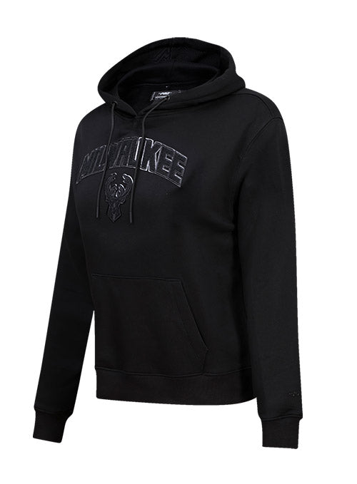 Women's Pro Standard Triple Black Milwaukee Bucks Hooded Sweatshirt In Black - Front Left View
