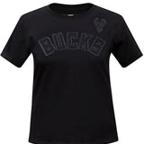Women's Pro Standard Triple Black Slim Milwaukee Bucks T-Shirt In Black - Front View