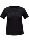 Women's Pro Standard Triple Black Slim Milwaukee Bucks T-Shirt In Black - Front View