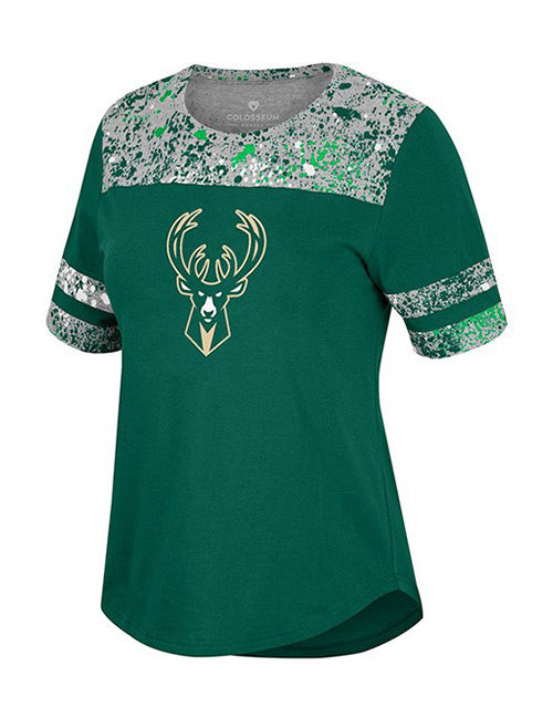 Women's Love Fern Icon Milwaukee Bucks T-Shirt In Green - Front View