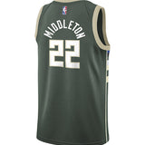 Youth Nike Icon Khris Middleton Milwaukee Bucks Swingman Jersey In Green - Back View