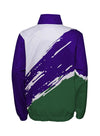 Youth Mitchell & Ness Paintbrush Milwaukee Bucks Full-Zip Track Jacket In Purple, Green & White - Back View