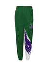 Youth Mitchell & Ness Paintbrush Milwaukee Bucks Track Pants In Green, Purple & White - Front View