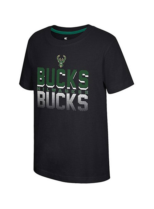 Youth New Found Land Global Milwaukee Bucks T-Shirt In Black - Front View
