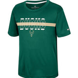 Youth Duke Global Poly Milwaukee Bucks T-Shirt In Green - Front View