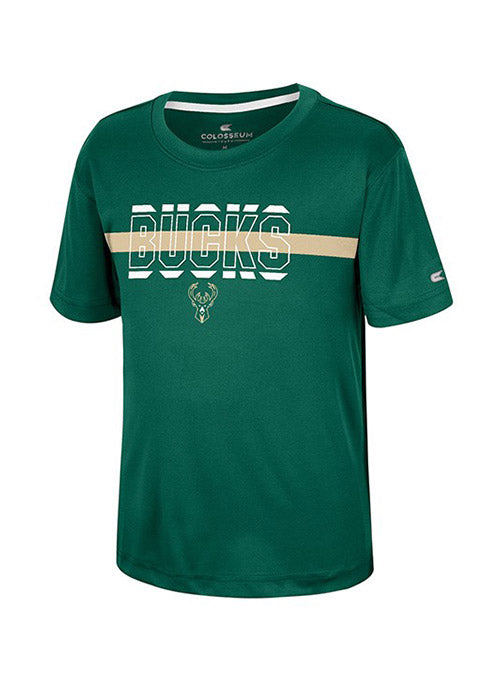 Youth Duke Global Poly Milwaukee Bucks T-Shirt In Green - Front View