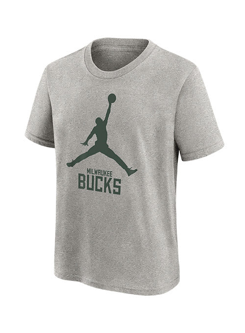 Youth Jordan Essential Grey Milwaukee Bucks T-Shirt | Bucks Pro Shop