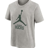 Youth Jordan Essential Grey Milwaukee Bucks T-Shirt - Front View