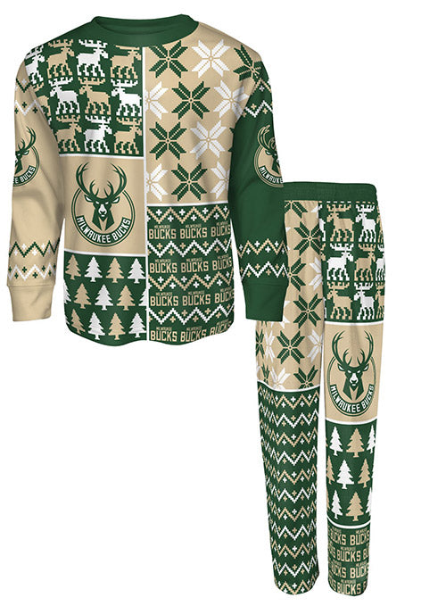 Youth FOCO Ugly Sweater Milwaukee Bucks Shirt & Pant Set