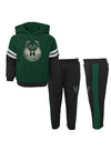 Youth Outerstuff Miracle Milwaukee Bucks Jacket & Pant Set In Green & Black - Combined Set View