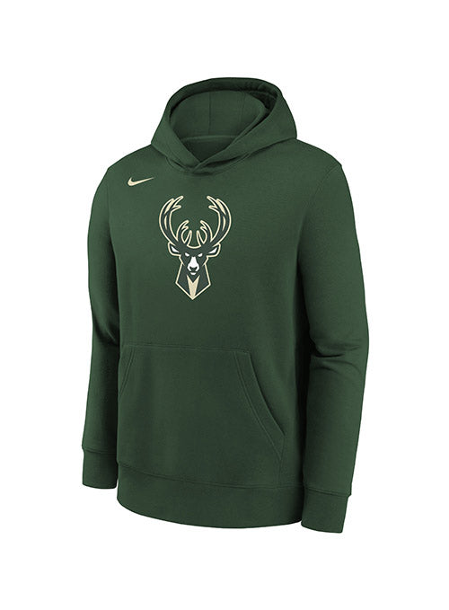 Juvenile Nike Essential Icon Milwaukee Bucks Hooded Sweatshirt In Green - Front View