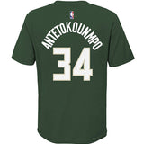 Juvenile Nike Icon Edition Giannis Antetokounmpo Milwaukee Bucks T-Shirt In Green - Back View