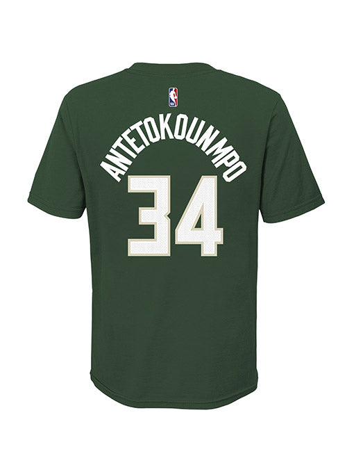 Juvenile Nike Icon Edition Giannis Antetokounmpo Milwaukee Bucks T-Shirt In Green - Back View