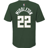 Juvenile Nike Icon Khris Middleton Milwaukee Bucks T-Shirt In Green - Back View