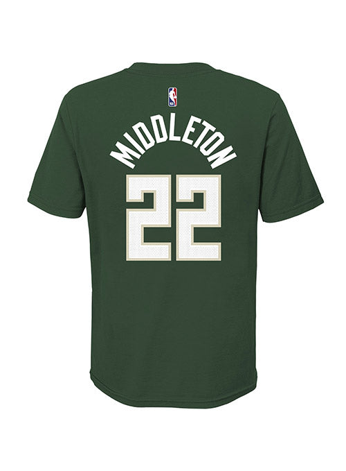 Juvenile Nike Icon Khris Middleton Milwaukee Bucks T-Shirt In Green - Back View