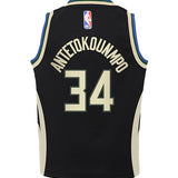 Juvenile Nike 2022 Statement Edition Giannis Antetokounmpo Milwaukee Bucks Replica Jersey In Black - Back View