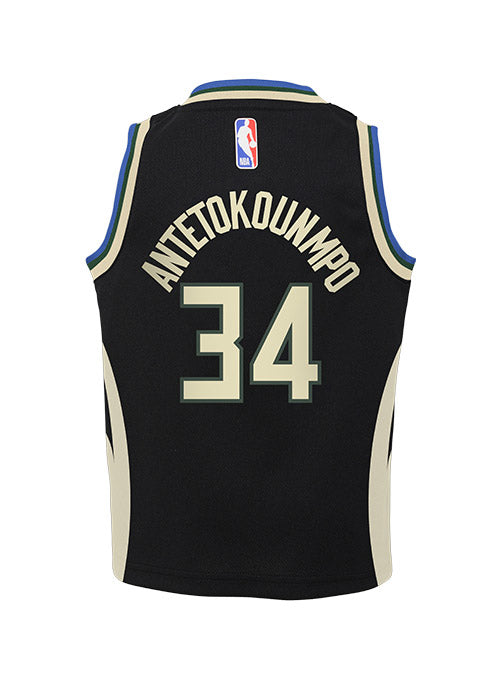 Juvenile Nike 2022 Statement Edition Giannis Antetokounmpo Milwaukee Bucks Replica Jersey In Black - Back View