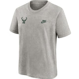 Juvenile Nike Essential Club Icon Milwaukee Bucks T-Shirt In Grey - Front View