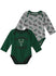 Infant Outerstuff Triple Double Milwaukee Bucks 2-Piece Onesie Set In Green & Grey - Combined Pair Front View