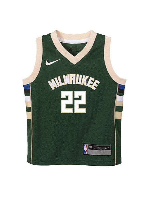 Toddler Nike Icon Khris Middleton Milwaukee Bucks Replica Jersey In Green - Front View