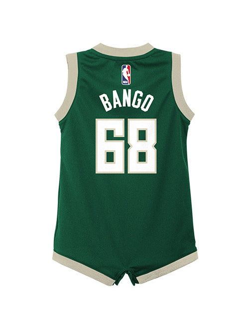 Infant Nike Icon Bango Milwaukee Bucks Onesie In Green - Back View