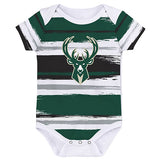 Infant Outerstuff Team Favorite Milwaukee Bucks Onesie In Green, White & Black - Front View