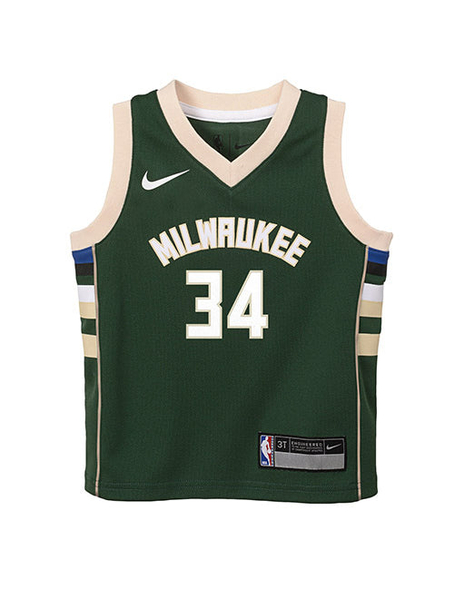 Toddler Nike Giannis Icon Milwaukee Bucks Swingman Jersey In Green - Front View