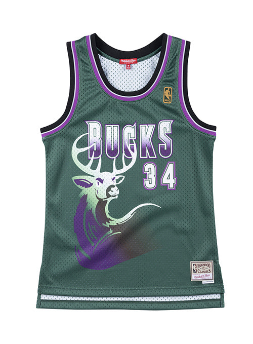 Ray Allen MENS Mitchell & Ness NBA Jersey Milwaukee Bucks  BLACK/GREEN/PURPLE