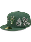 New Era 59Fifty Icon QT Milwaukee Bucks Fitted Cap In Green - Angled Left Side View