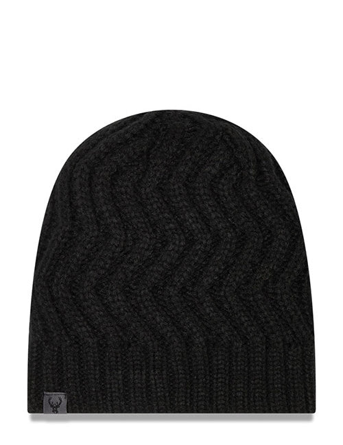 Women's New Era Refined D3 Black Milwaukee Bucks Knit Hat - Front View