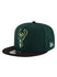 Youth New Era 9Fifty 2tone Milwaukee Bucks Snapback Hat In Green & Black - Angled Left Side View