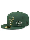 New Era 59Fifty Identity D3 Green Milwaukee Bucks Fitted Hat - Angled Left Side View
