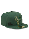 New Era 59Fifty Identity D3 Green Milwaukee Bucks Fitted Hat - Angled Right Side View