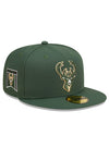 New Era 59Fifty Banner Side D3 Green Milwaukee Bucks Fitted Hat - Angled Right Side View
