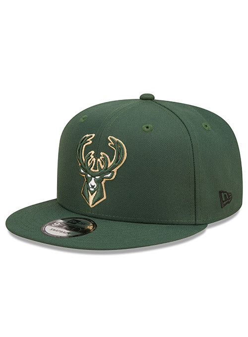 New Era Snapback 9Fifty Graphic D3 Green Milwaukee Bucks Hat - Angled Left Side View