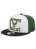New Era 9Fifty Retro Sport D3 Milwaukee Bucks Snapback Hat In White, Green & Black - Angled Left Side View